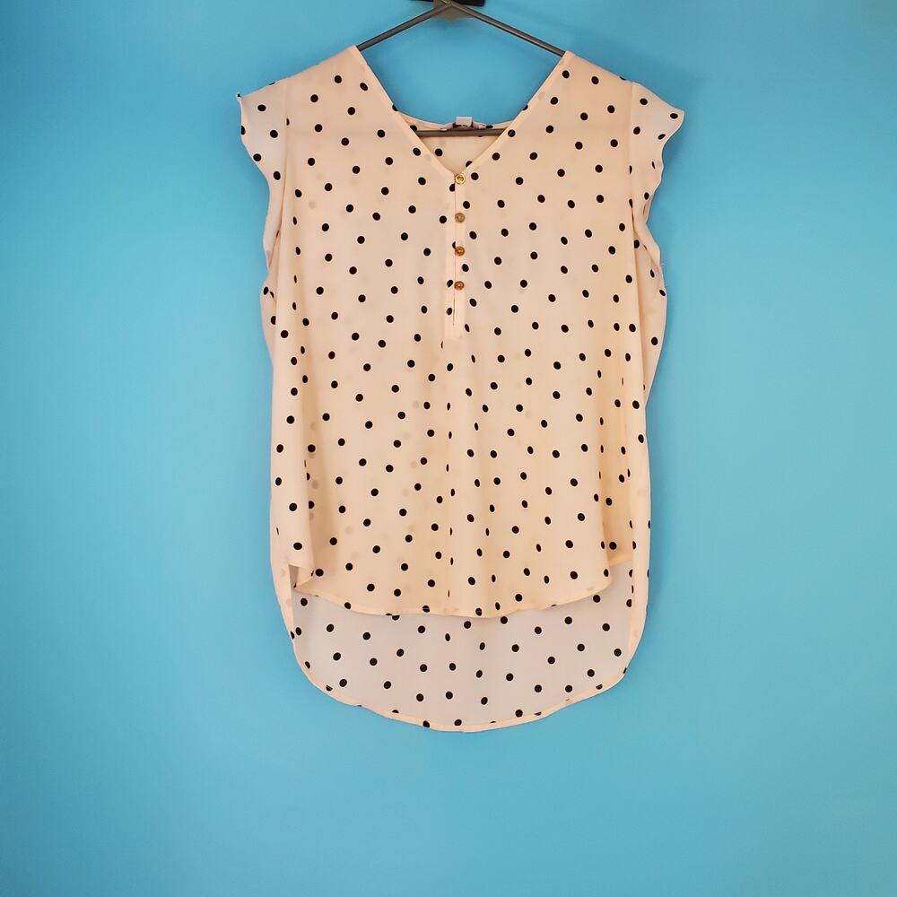 LOFT Outlet Blouse Size SP Petite Polka Dot Light Pink